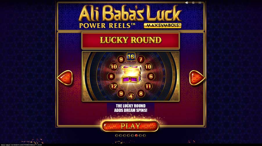 ฟีเจอร์ Lucky Round Ali Baba's Luck Power Reels