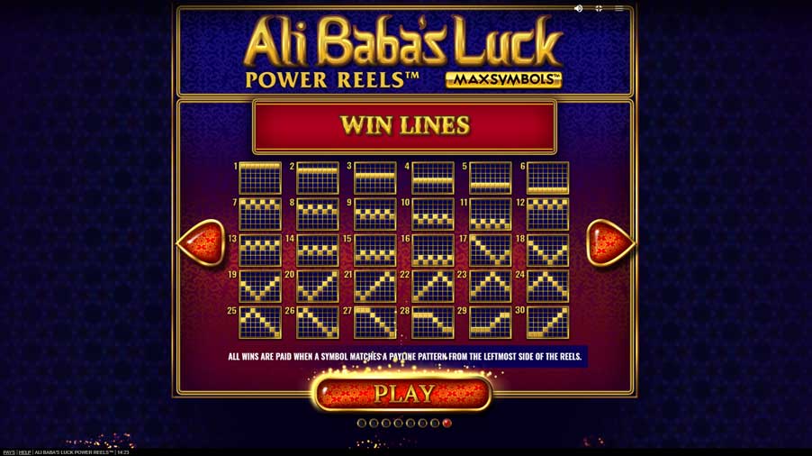 เพย์ไลน์ Ali Baba's Luck Power Reels
